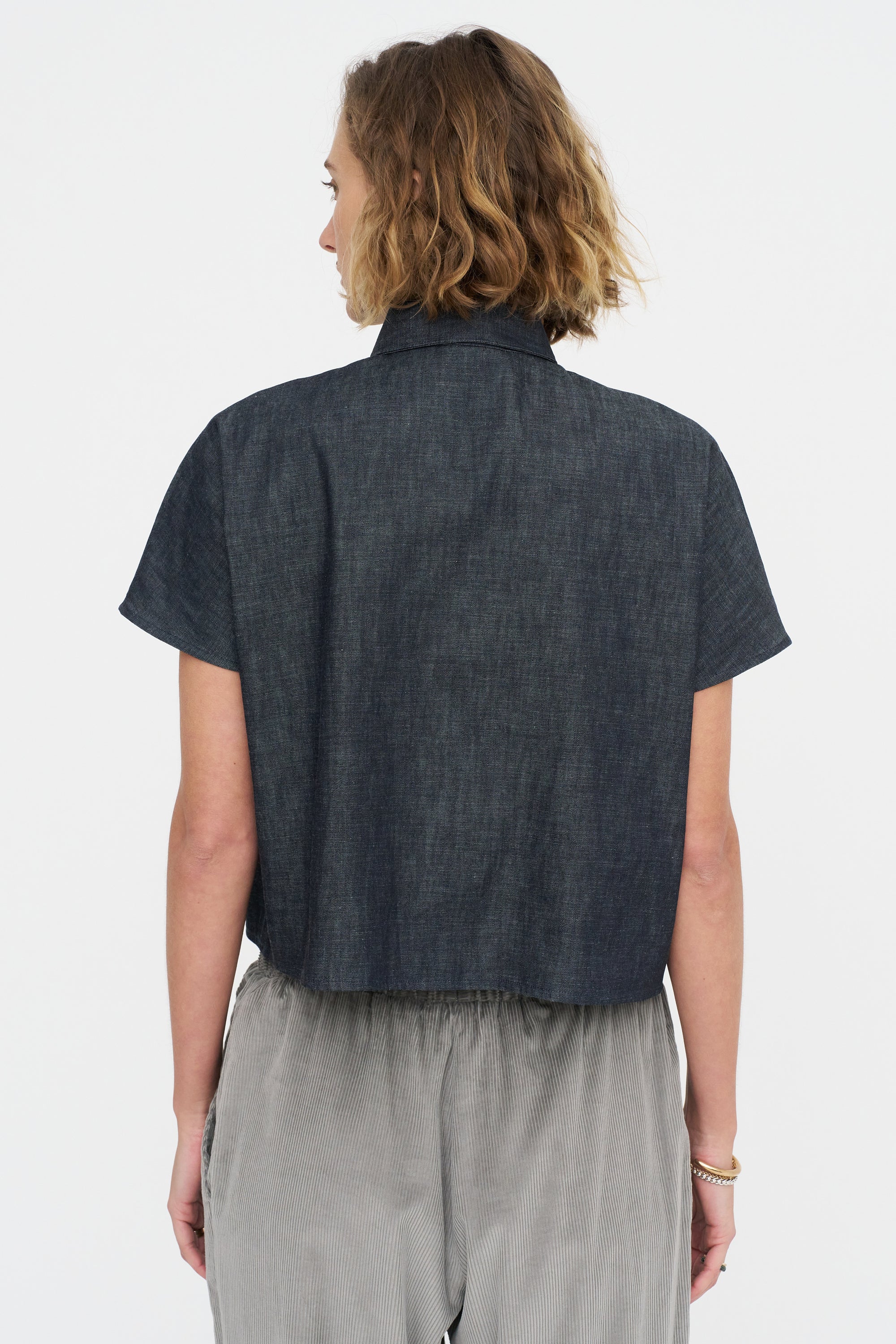 Crop Shirt - Denim, Indigo