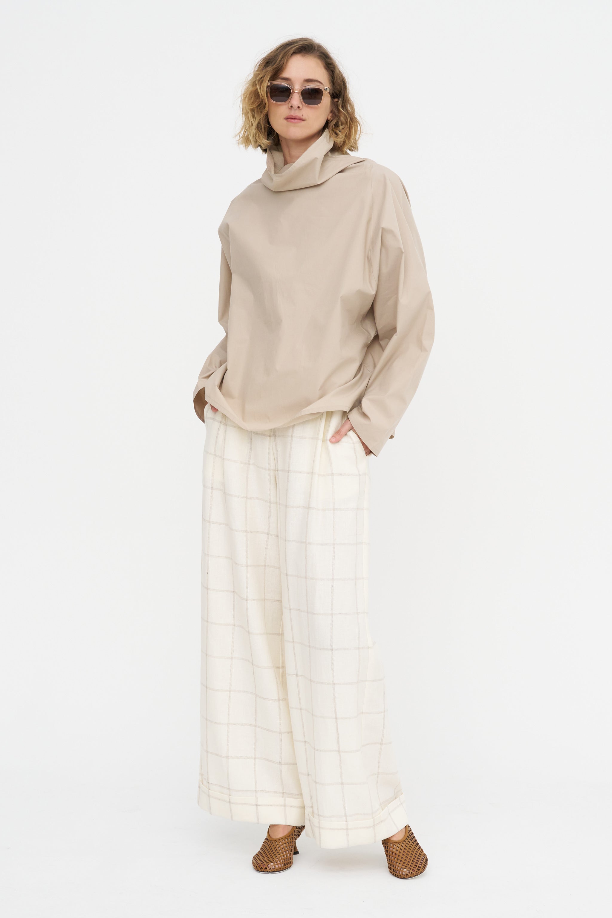 Full Pants Ankle - Scacchi, Ivory – Kick Pleat