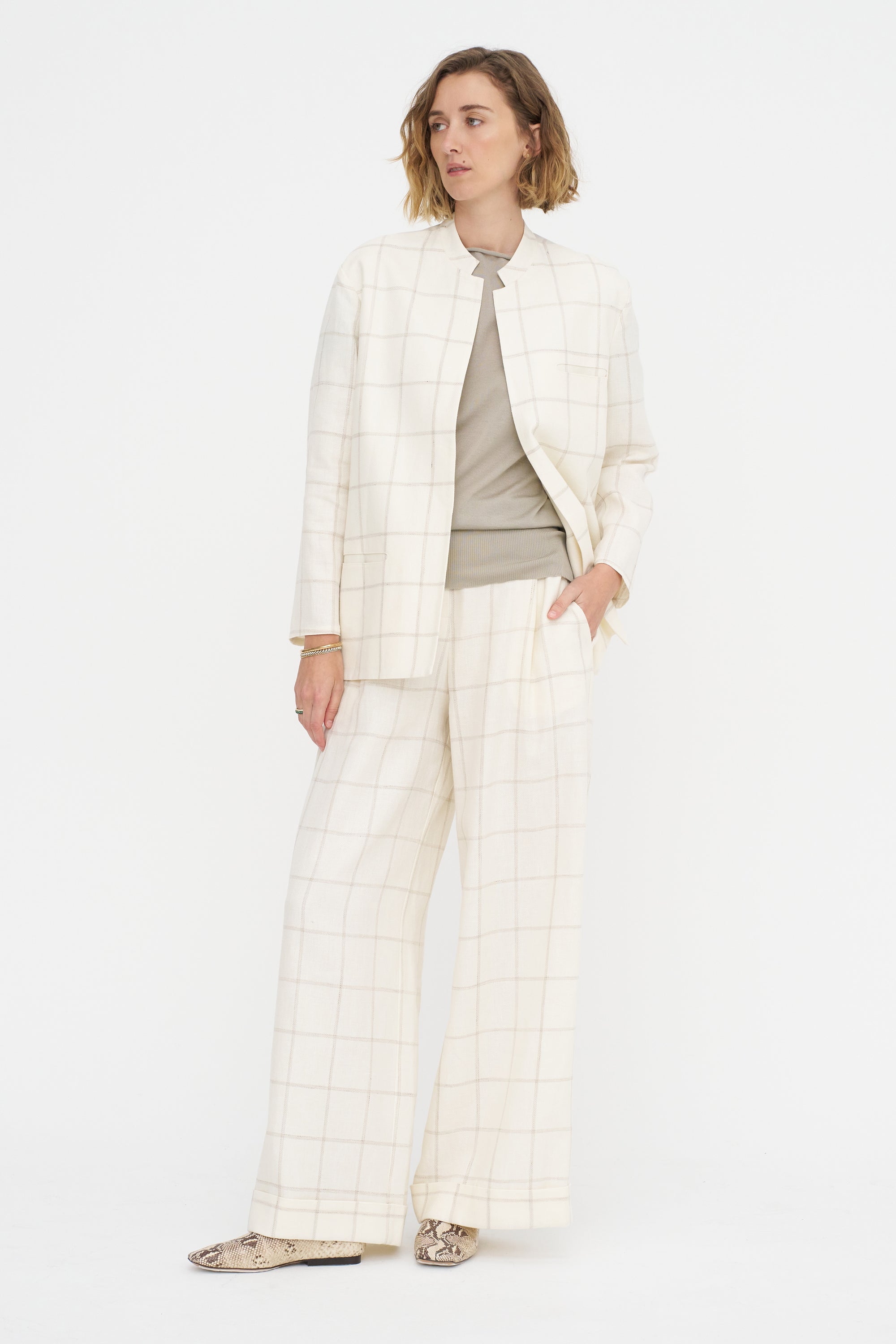 Mandarin Jacket - Scacchi, Ivory