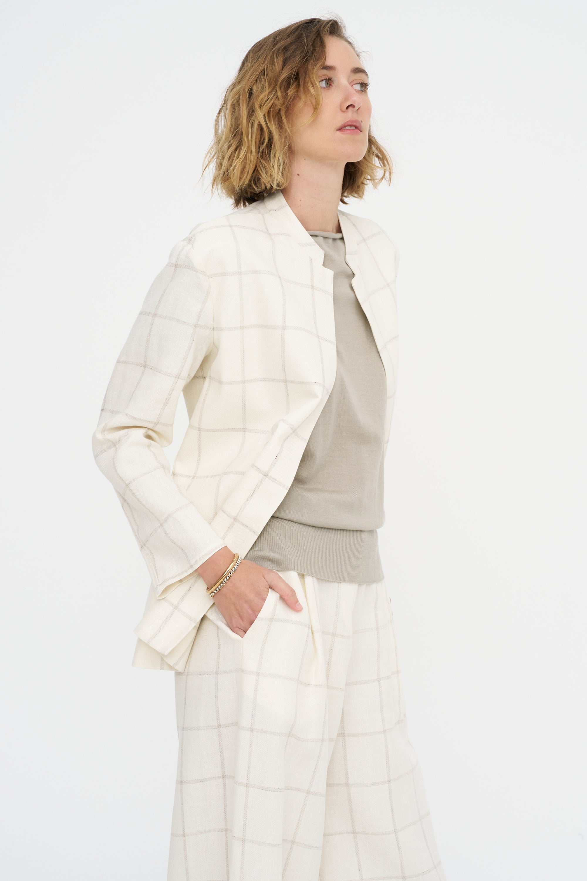 Mandarin Jacket - Scacchi, Ivory