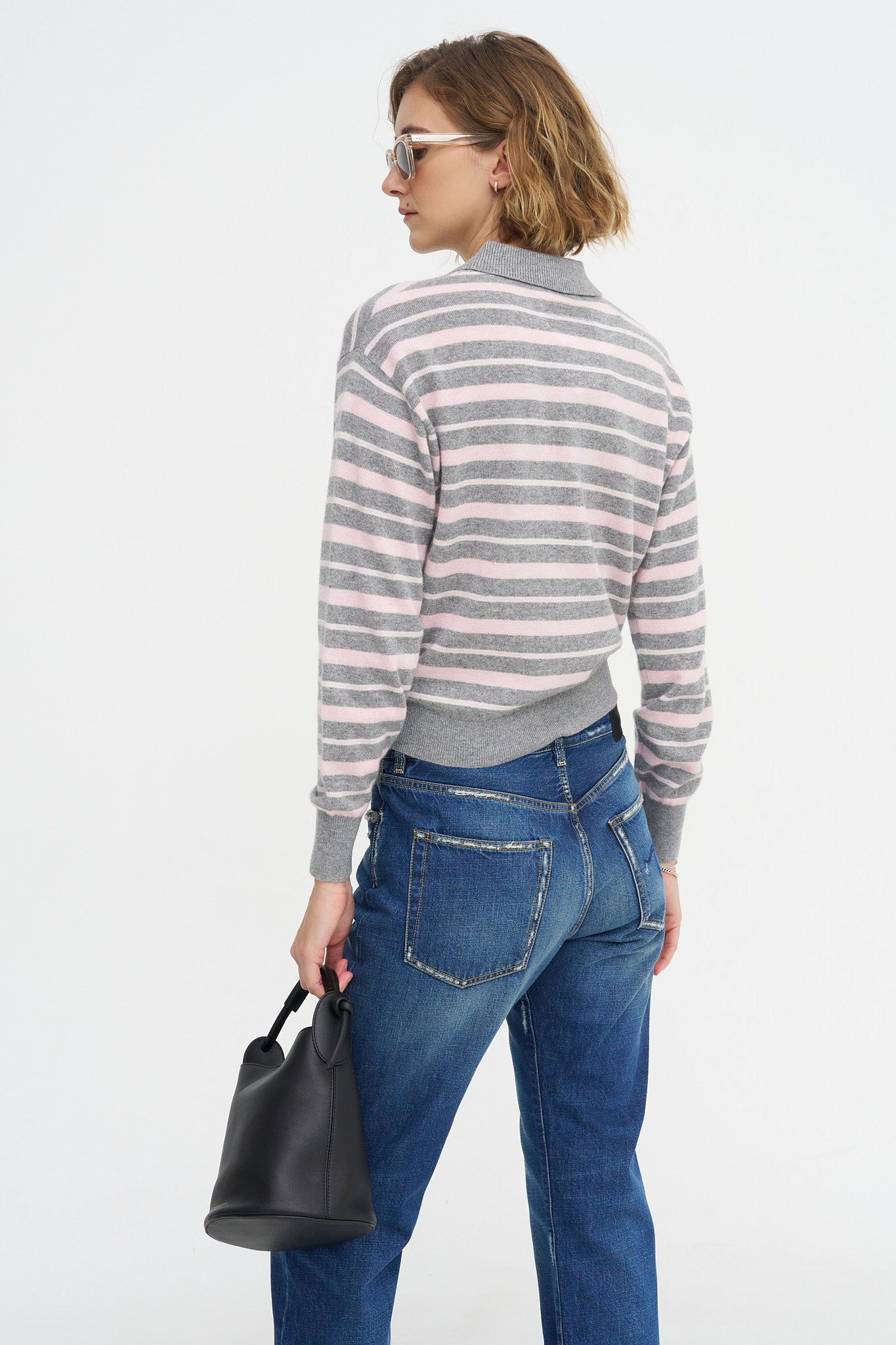 Collegiate Stripe Polo, Heather Grey Combo