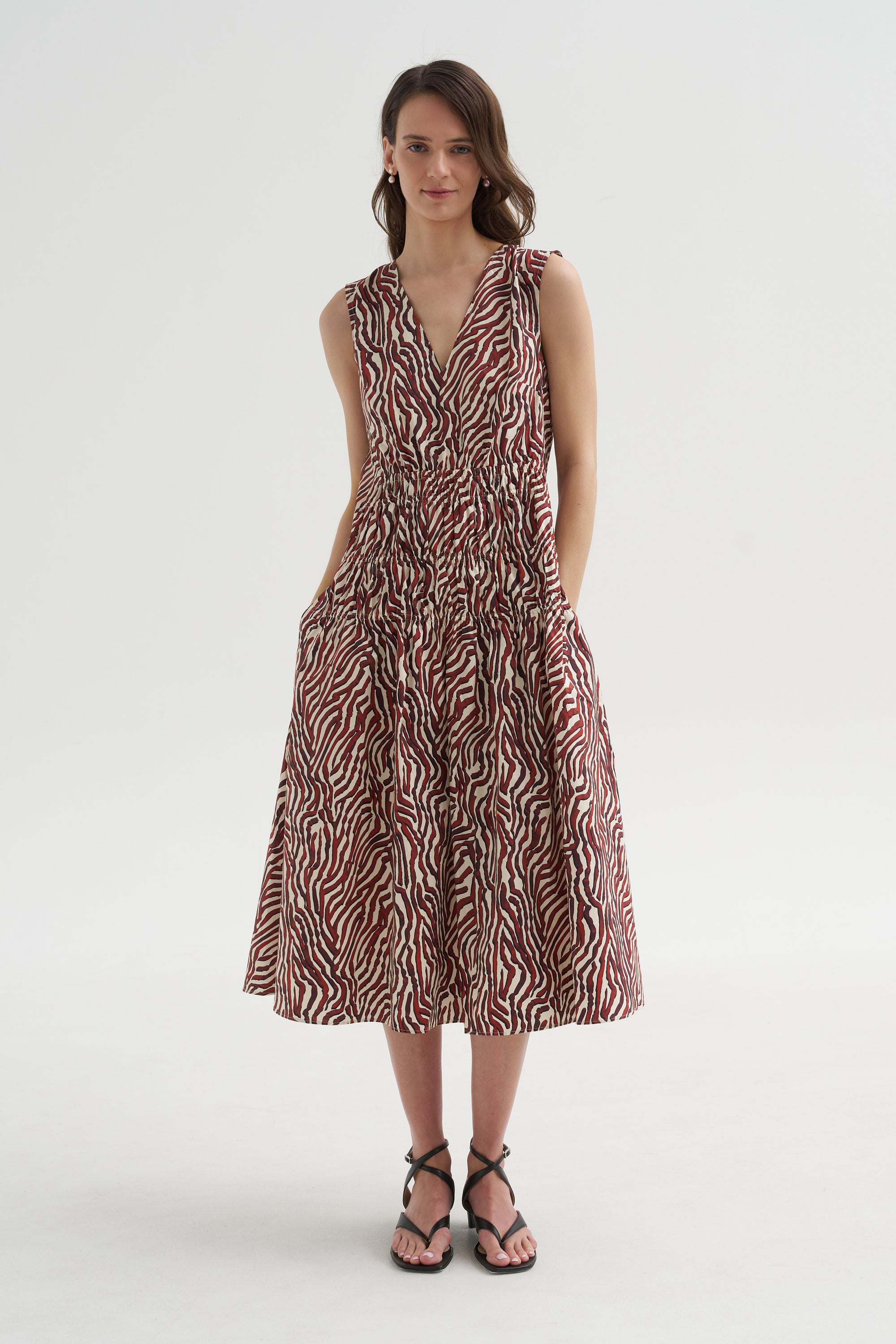 Loren Dress, Rust &amp; Cream Multi