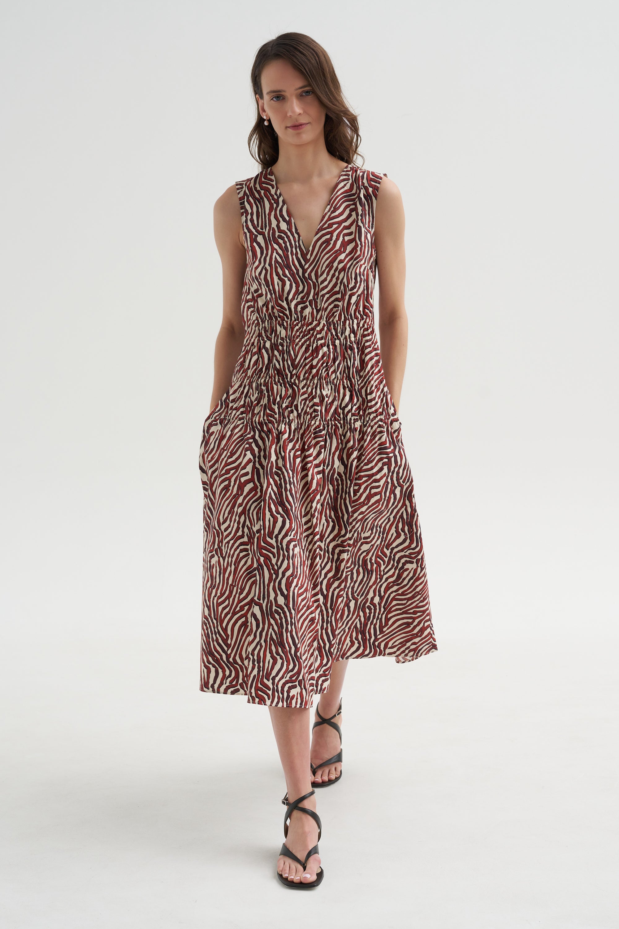 Loren Dress, Rust &amp; Cream Multi