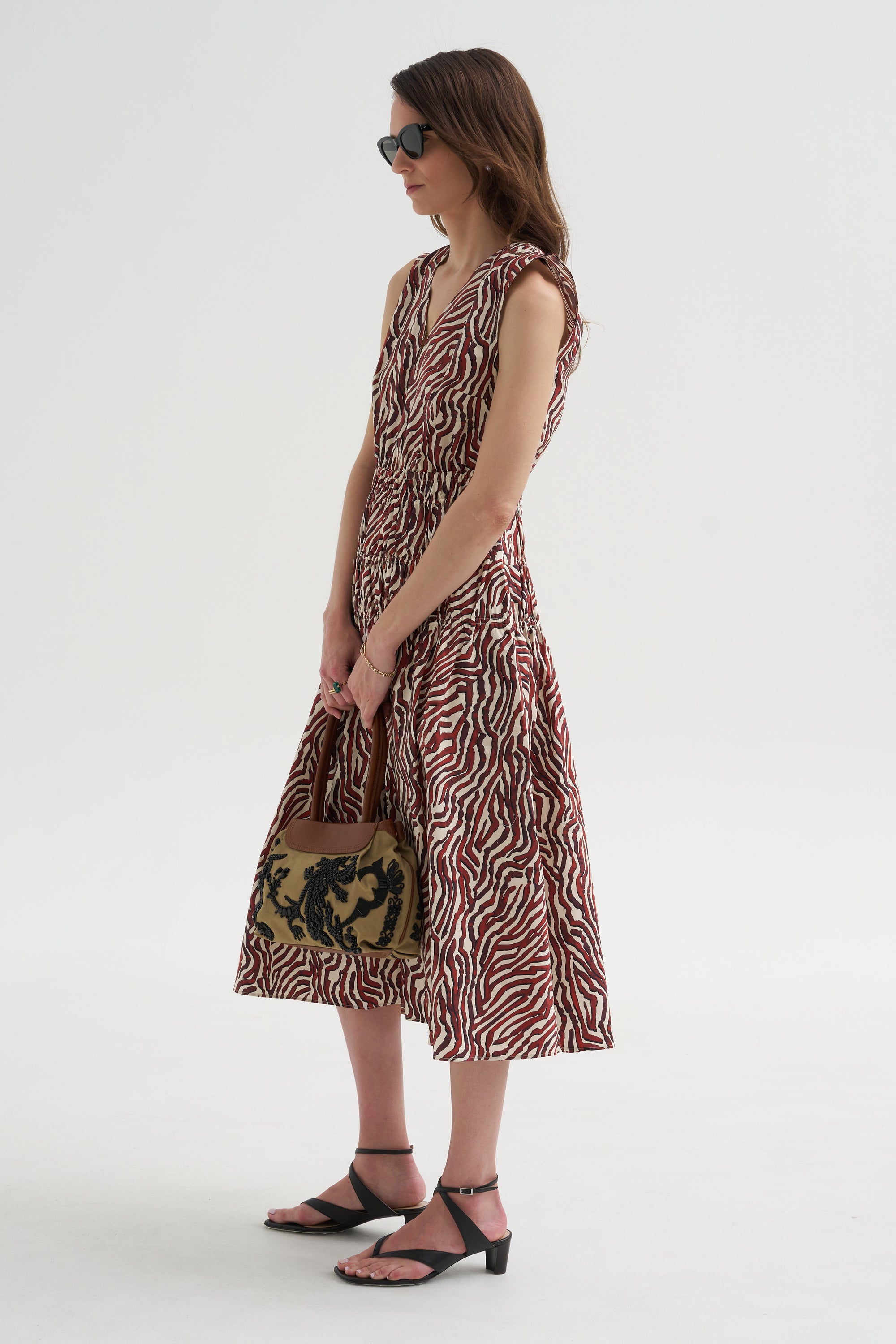 Loren Dress, Rust &amp; Cream Multi