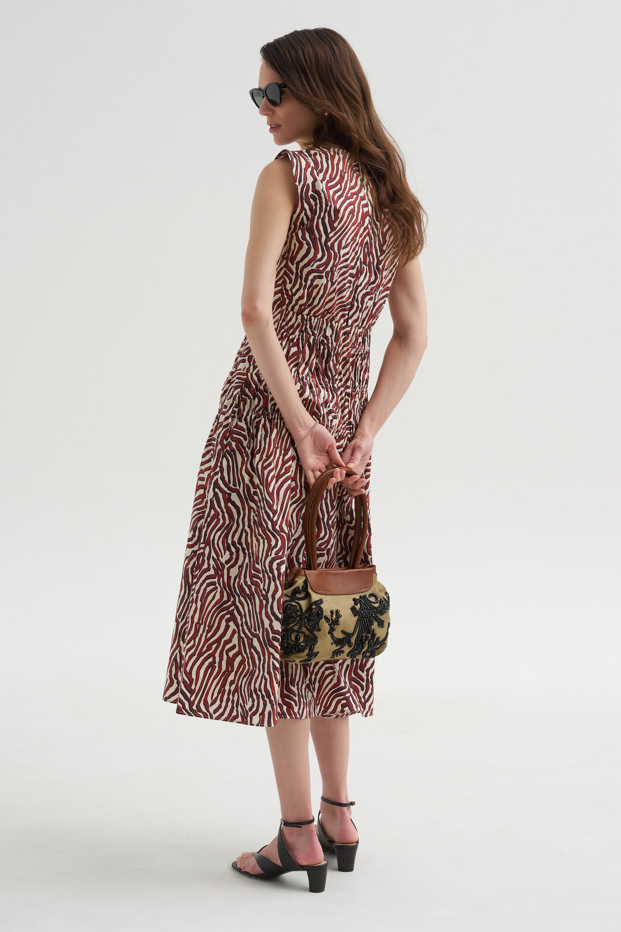 Loren Dress, Rust &amp; Cream Multi