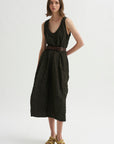Carolina Dress, Charcoal Green