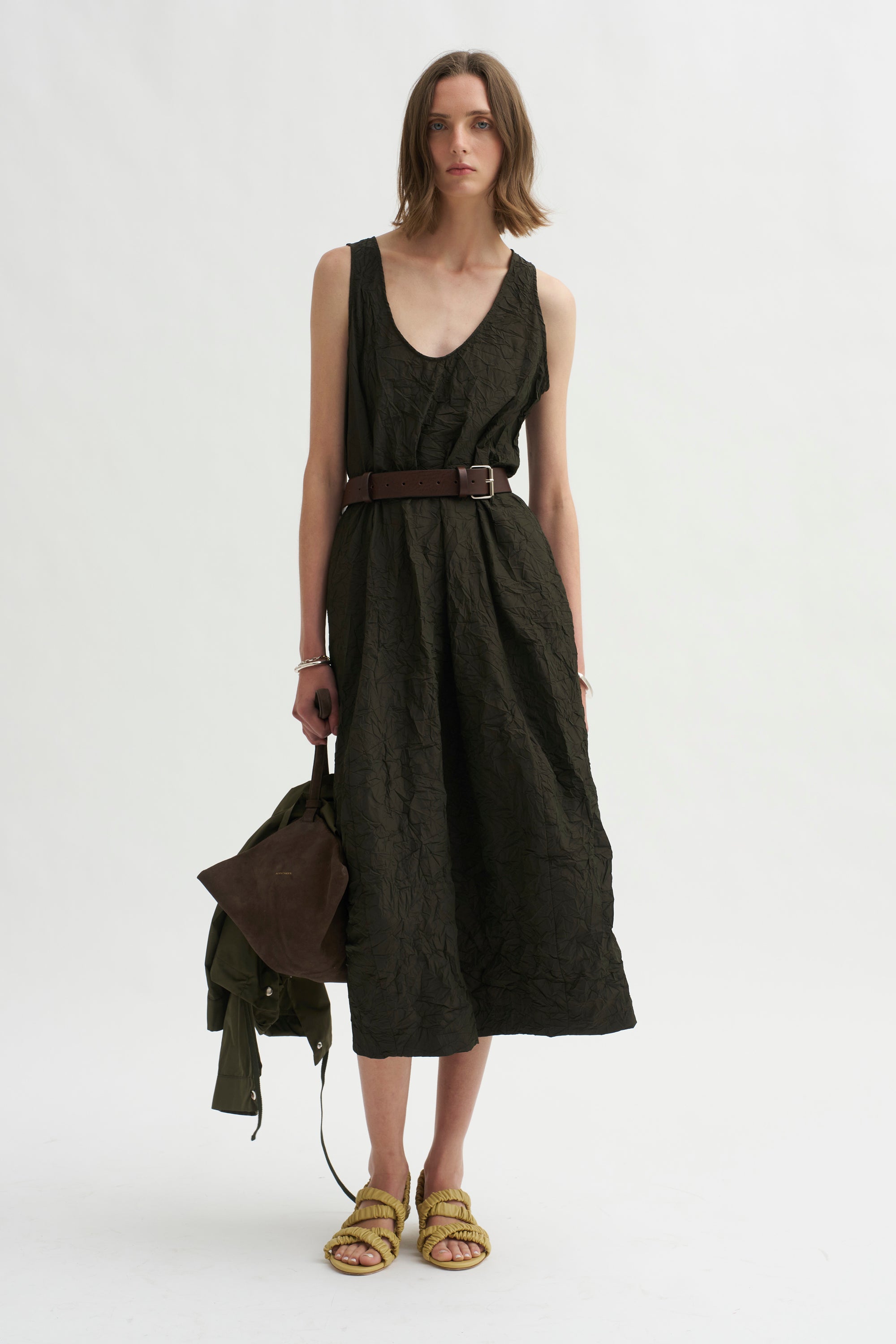 Carolina Dress, Charcoal Green