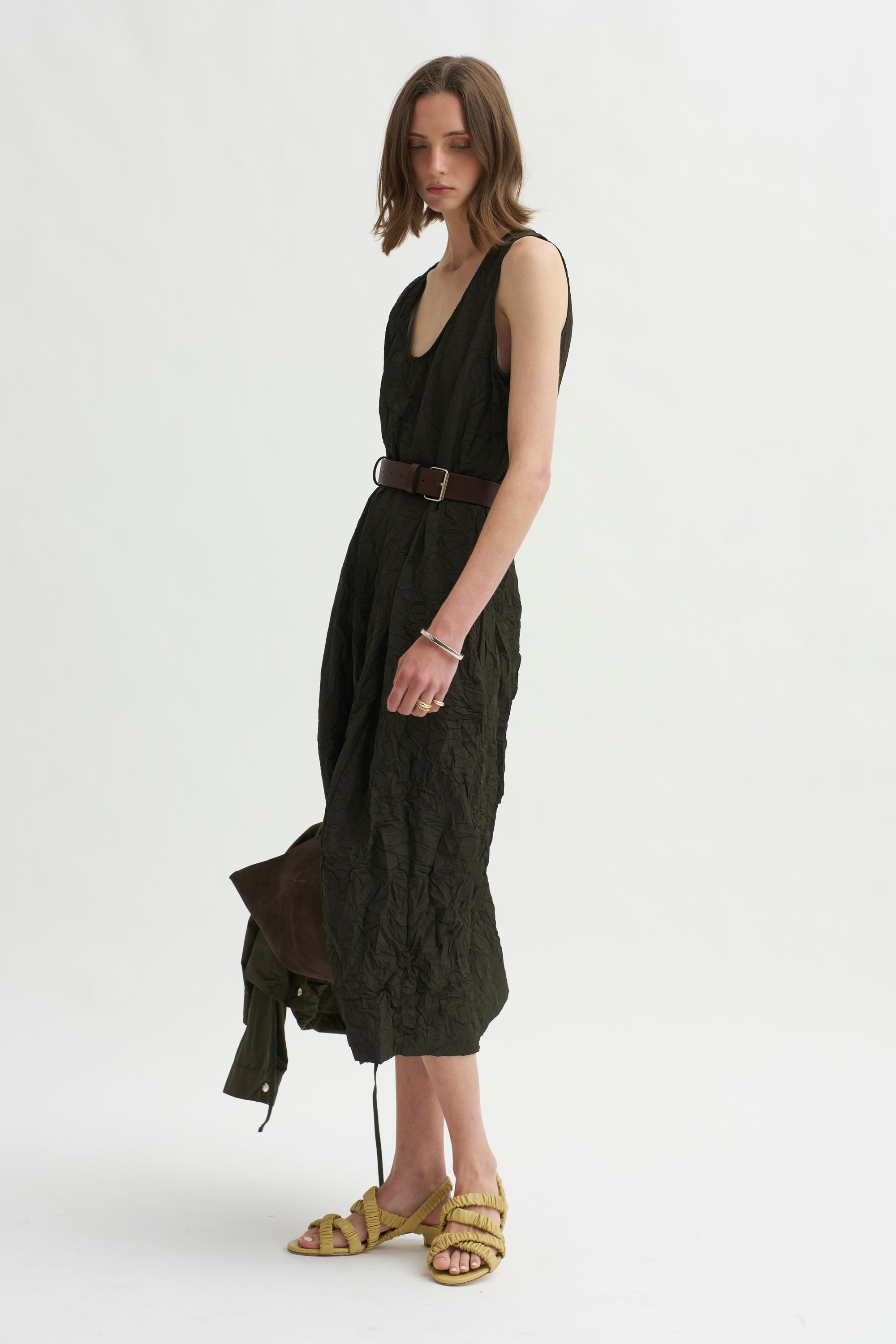 Carolina Dress, Charcoal Green