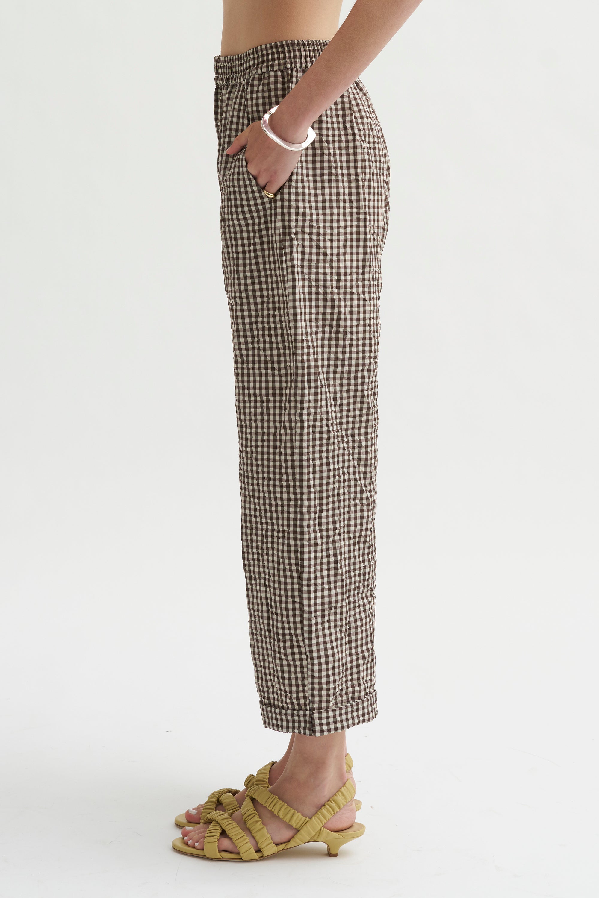 Antonia Rolled Pants, Chocolate Check