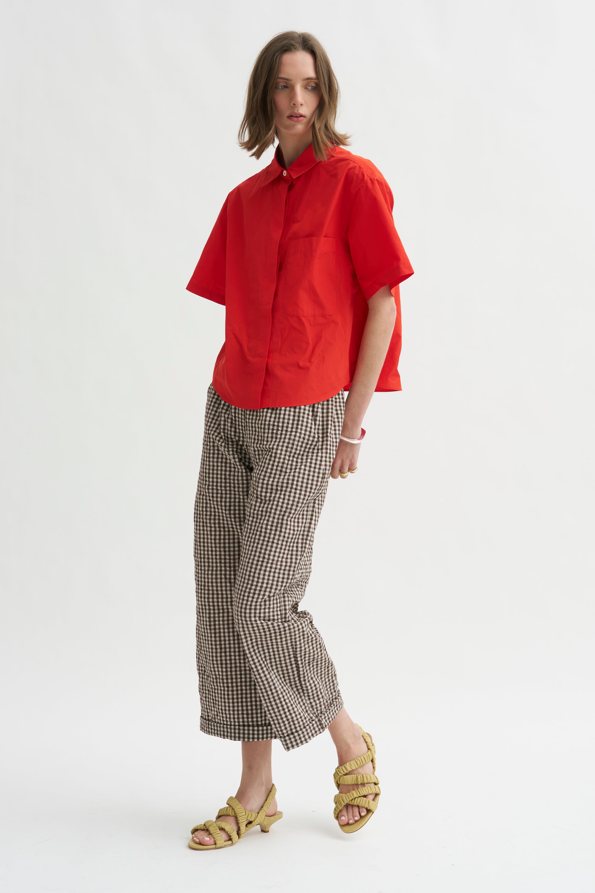 Antonia Rolled Pants, Chocolate Check
