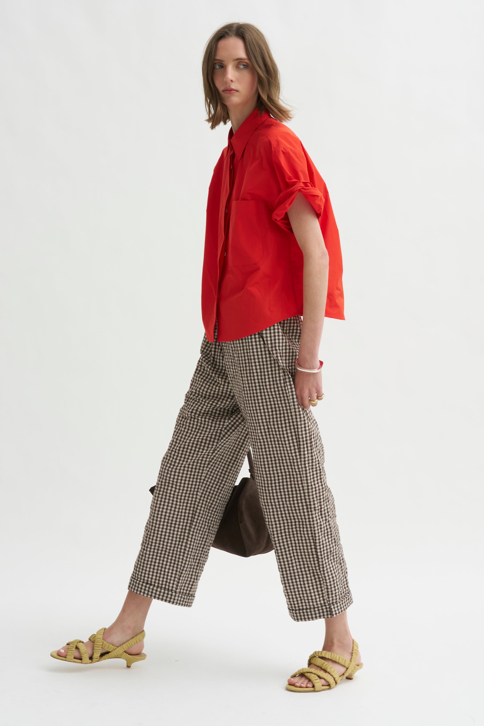 Antonia Rolled Pants, Chocolate Check