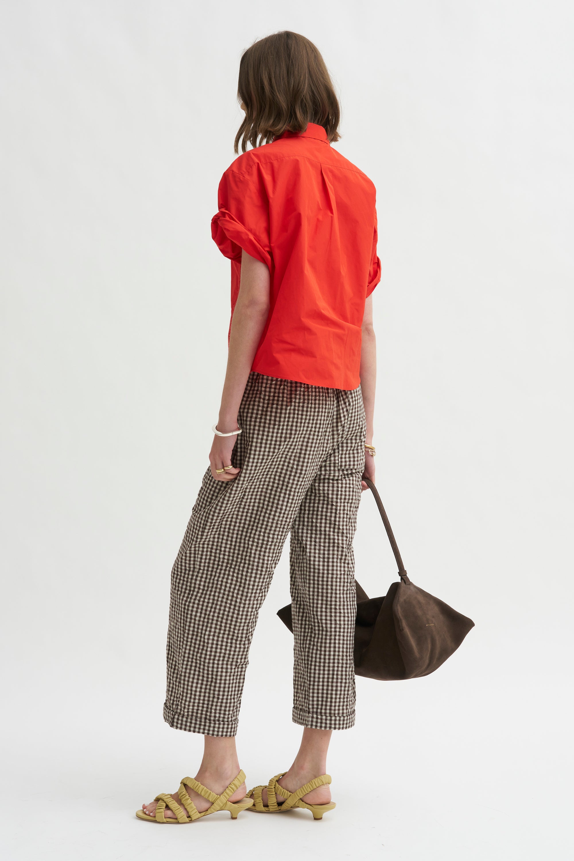 Antonia Rolled Pants, Chocolate Check