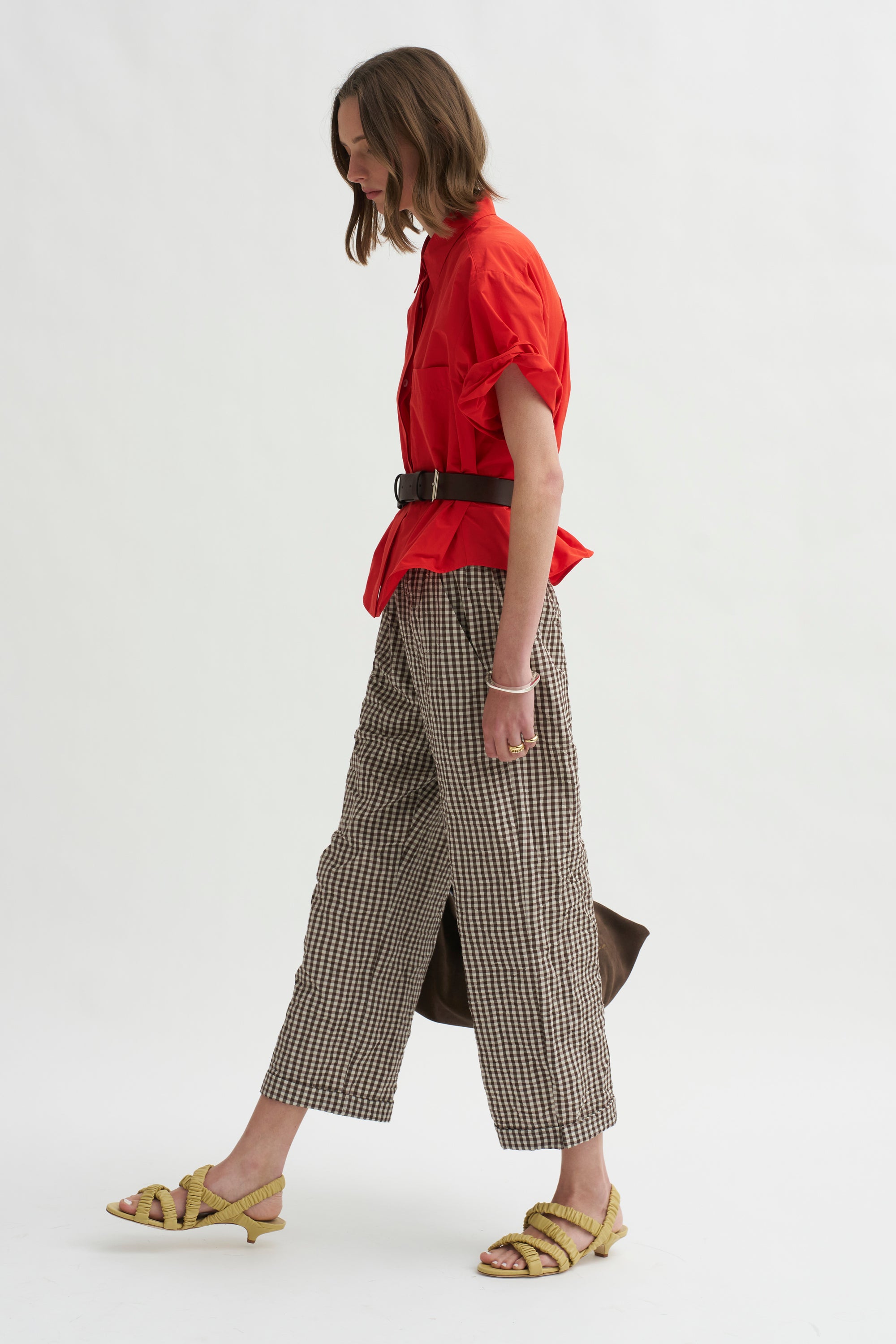 Antonia Rolled Pants, Chocolate Check