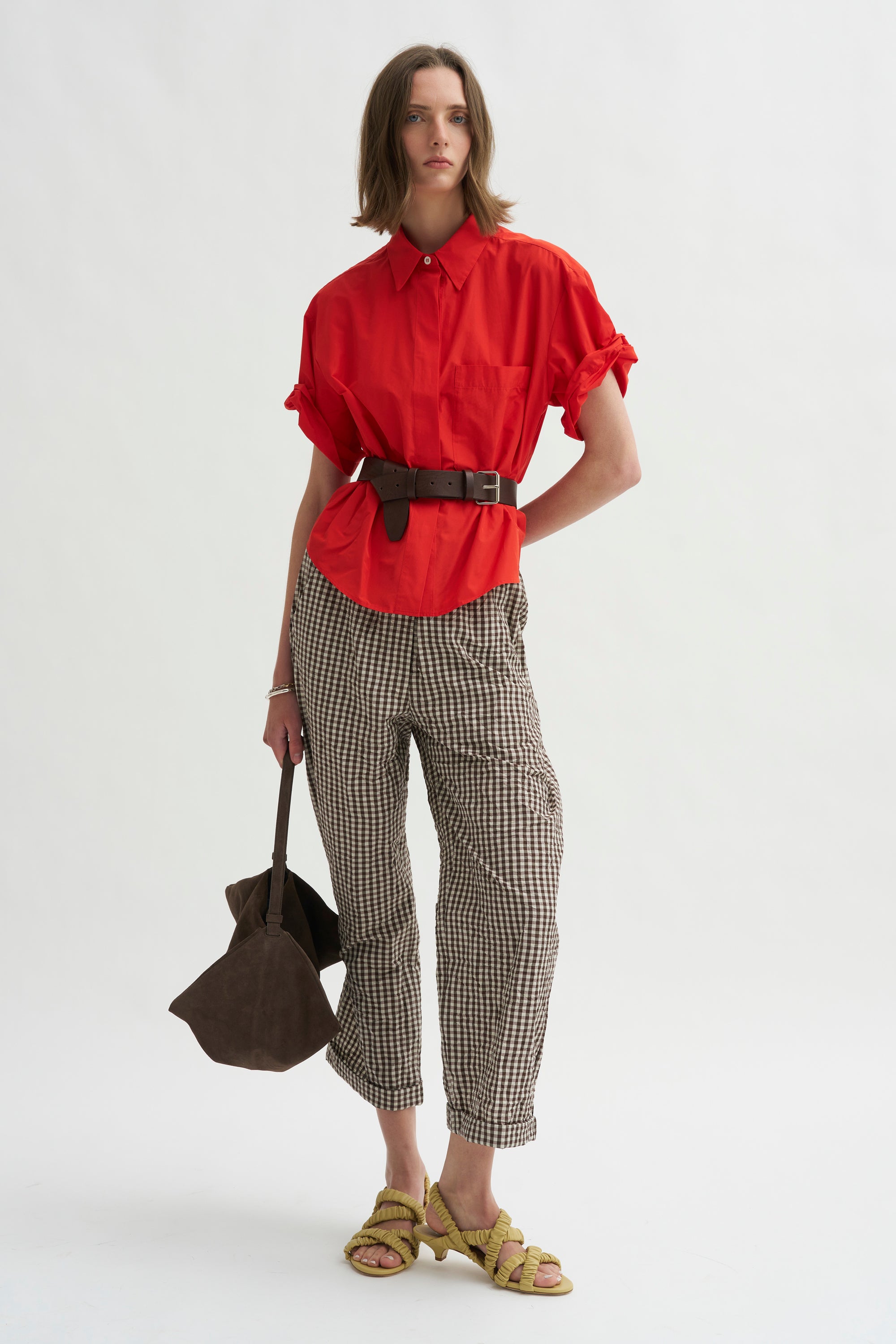 Antonia Rolled Pants, Chocolate Check