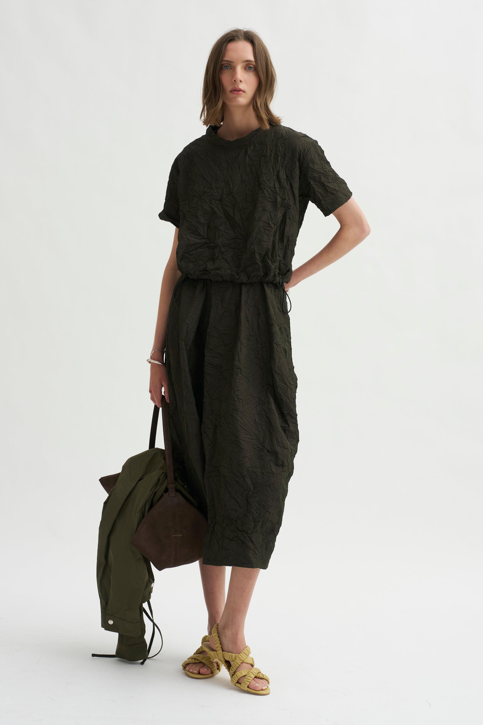 Carolina Dress, Charcoal Green