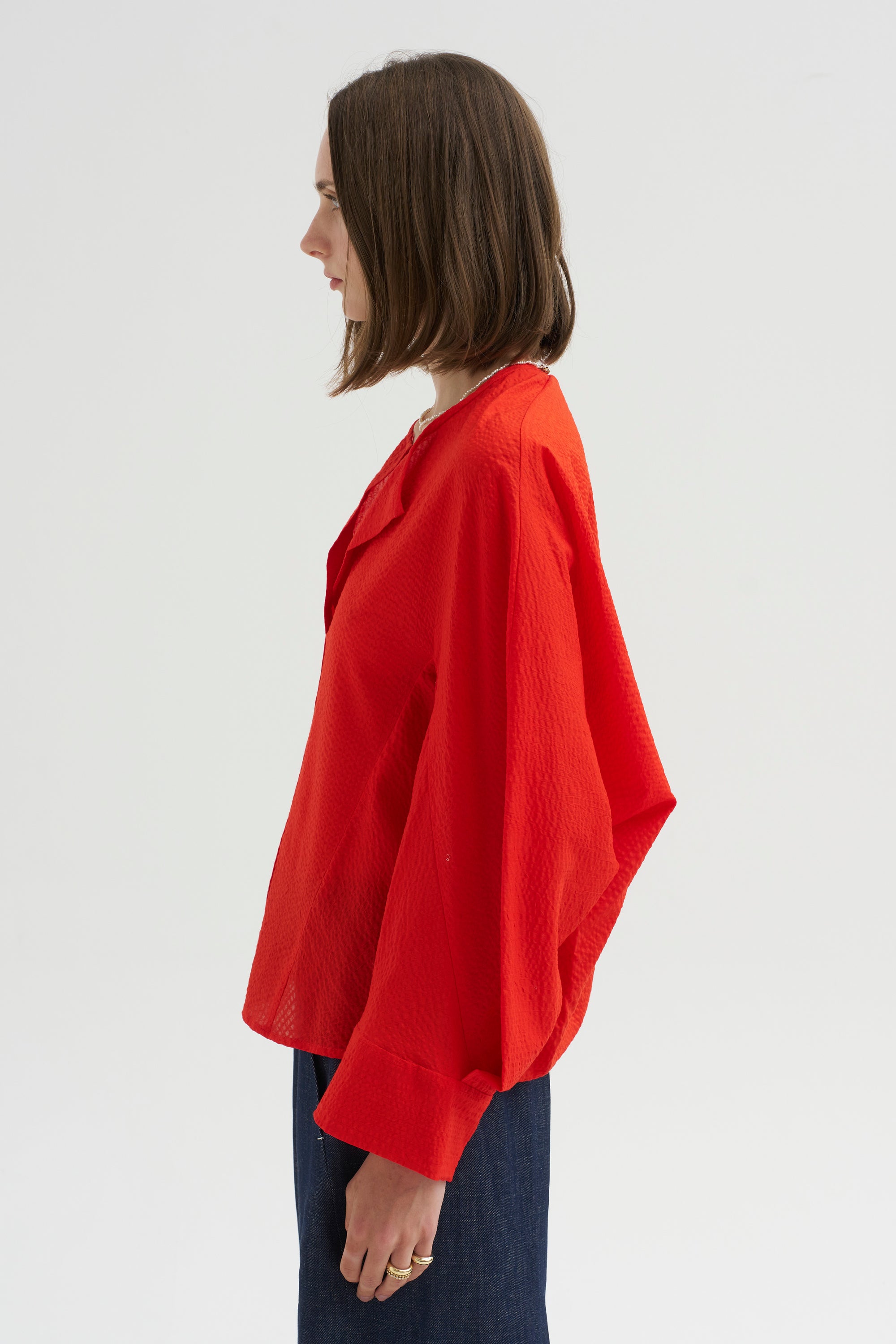 Long Sleeve Akeo Shirt, Vermillion