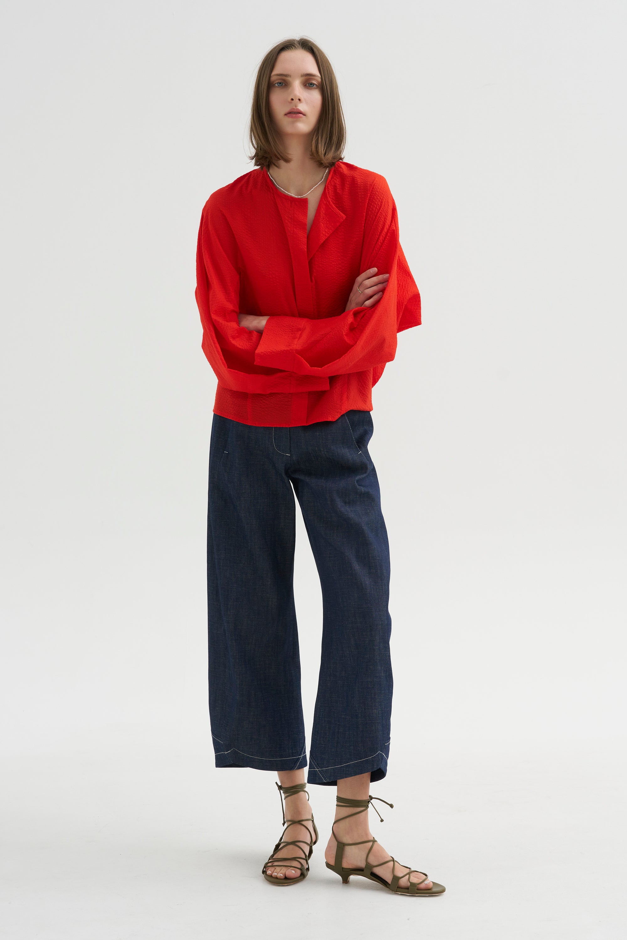 Long Sleeve Akeo Shirt, Vermillion