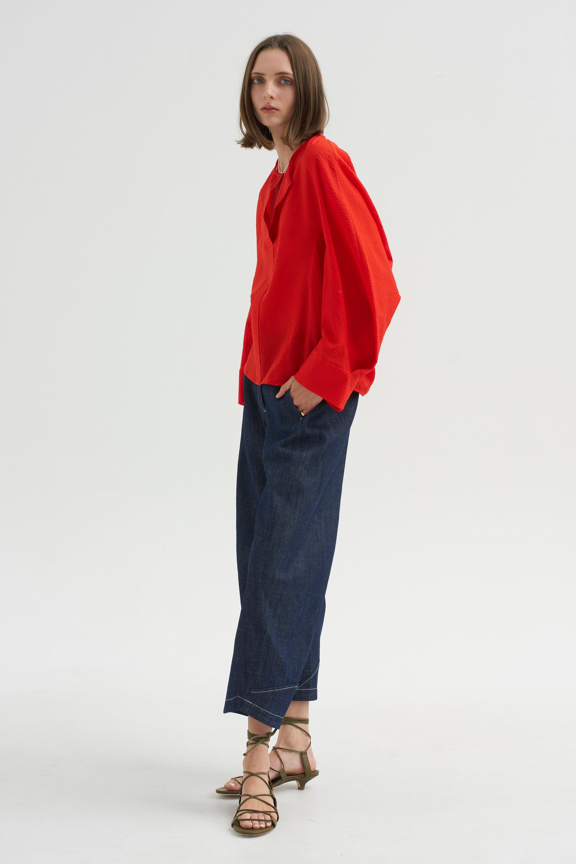 Long Sleeve Akeo Shirt, Vermillion