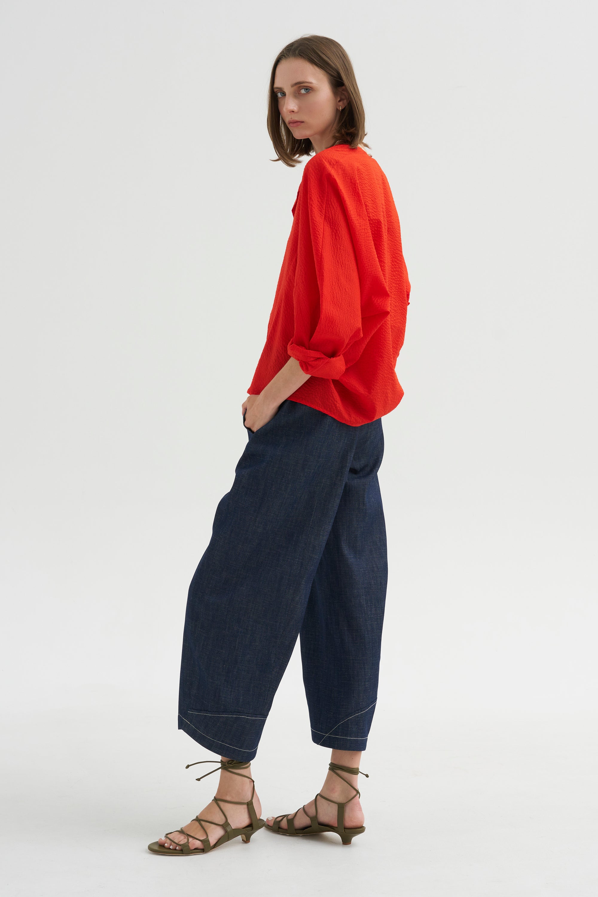 Long Sleeve Akeo Shirt, Vermillion