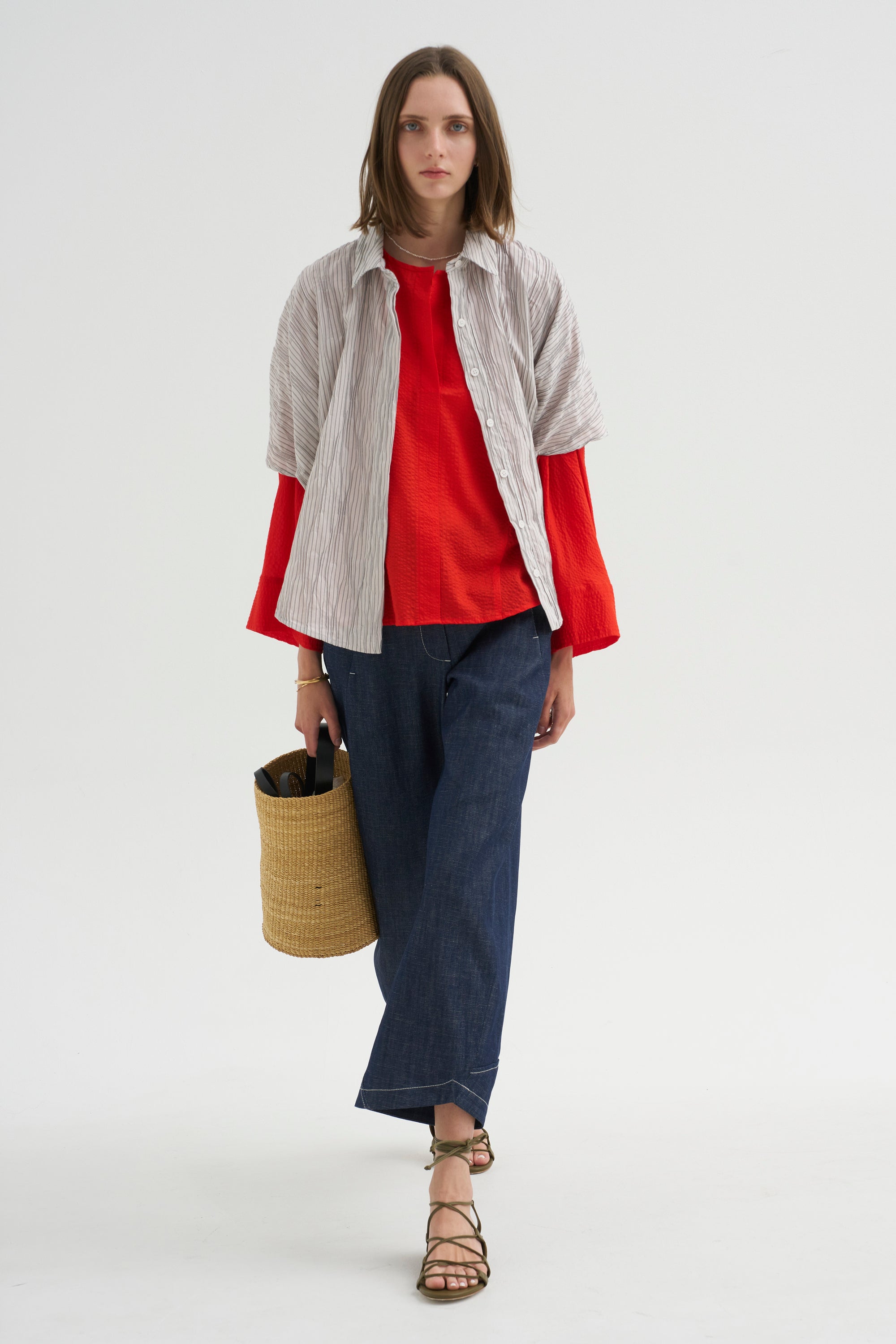 Long Sleeve Akeo Shirt, Vermillion