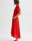Long Aki Wave Dress, Vermillion