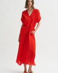 Long Aki Wave Dress, Vermillion
