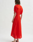 Long Aki Wave Dress, Vermillion