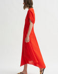 Long Aki Wave Dress, Vermillion