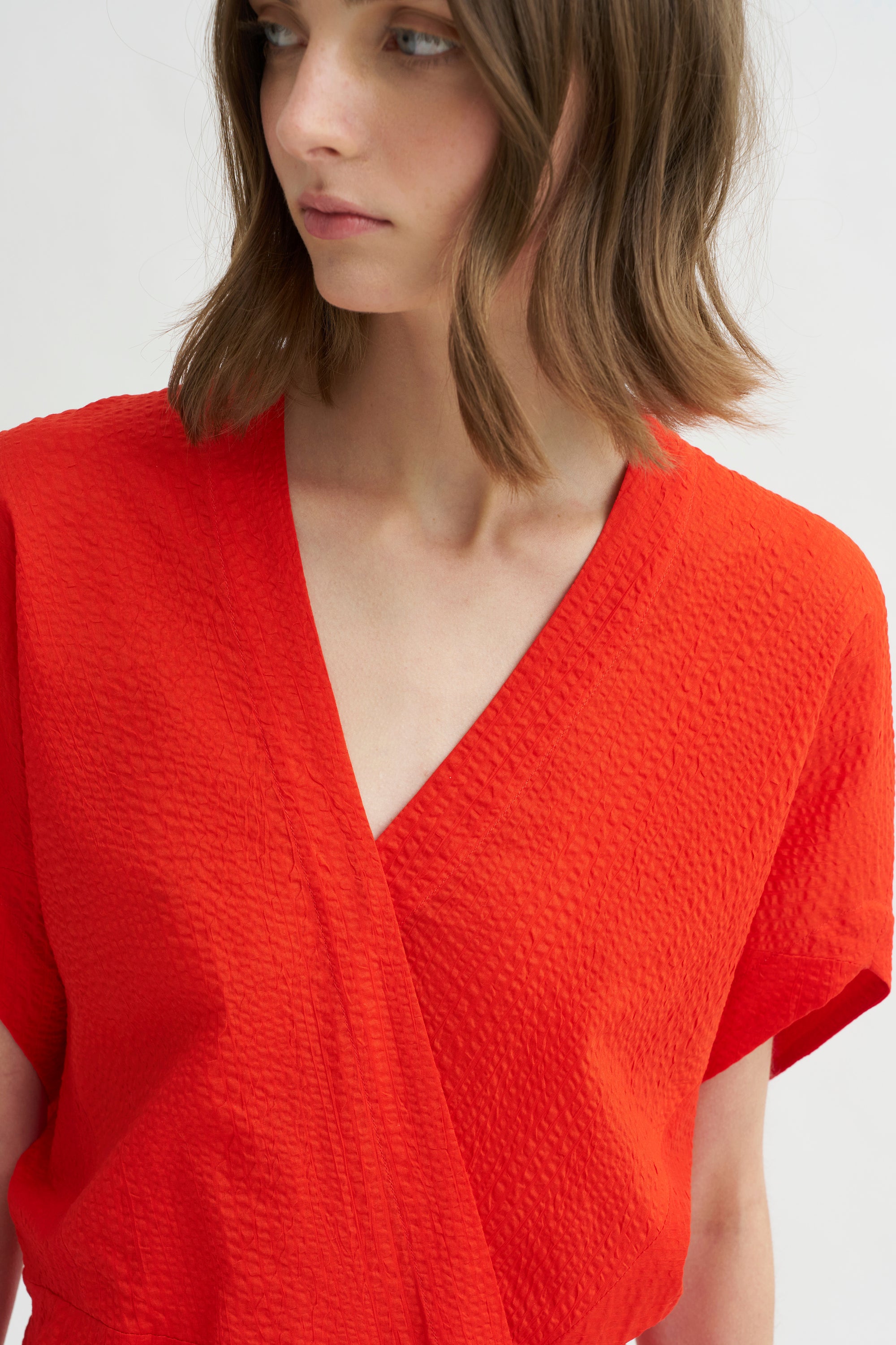 Long Aki Wave Dress, Vermillion
