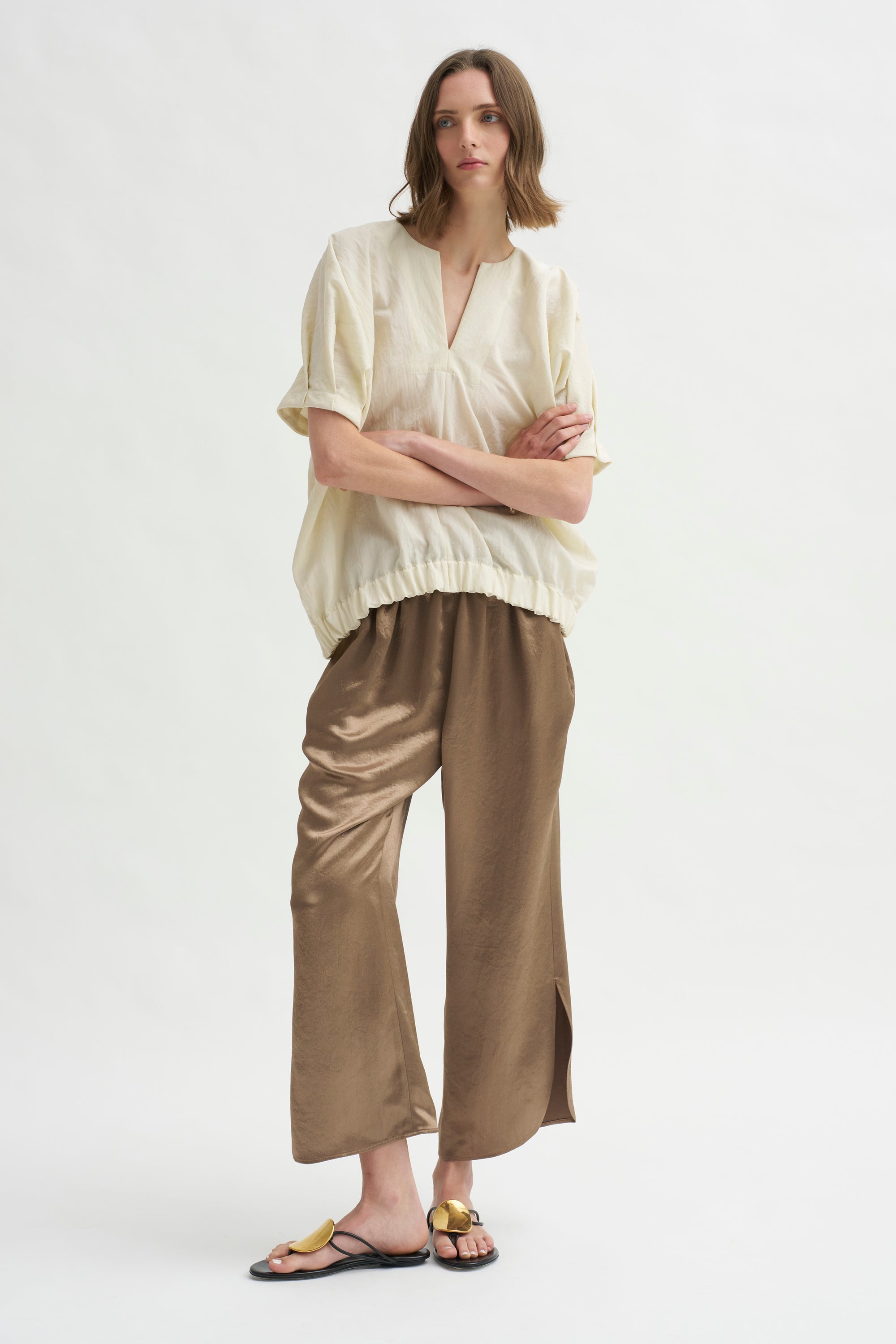 Ruched Front Pant, Bronze