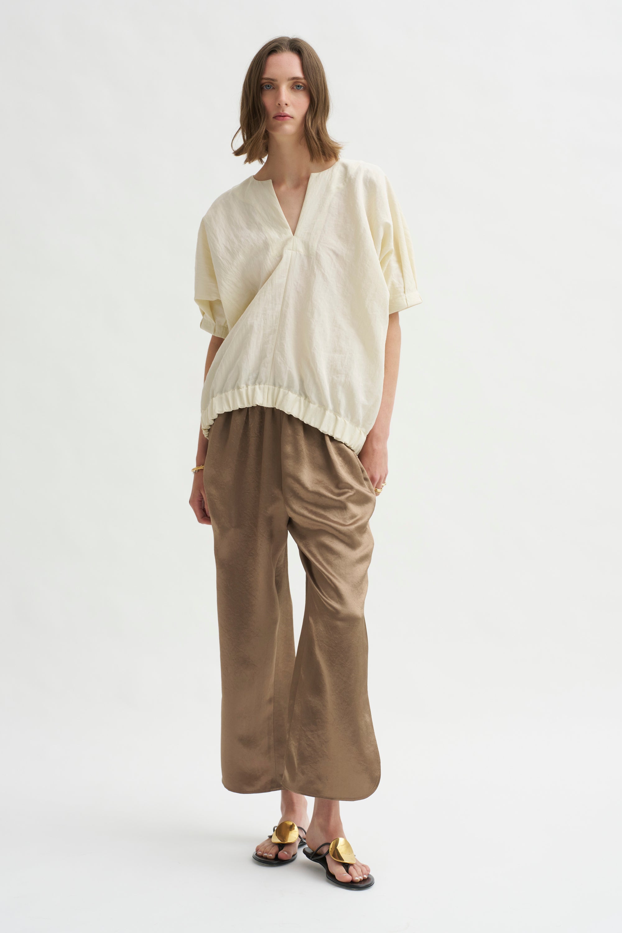 Ruched Front Pant, Bronze