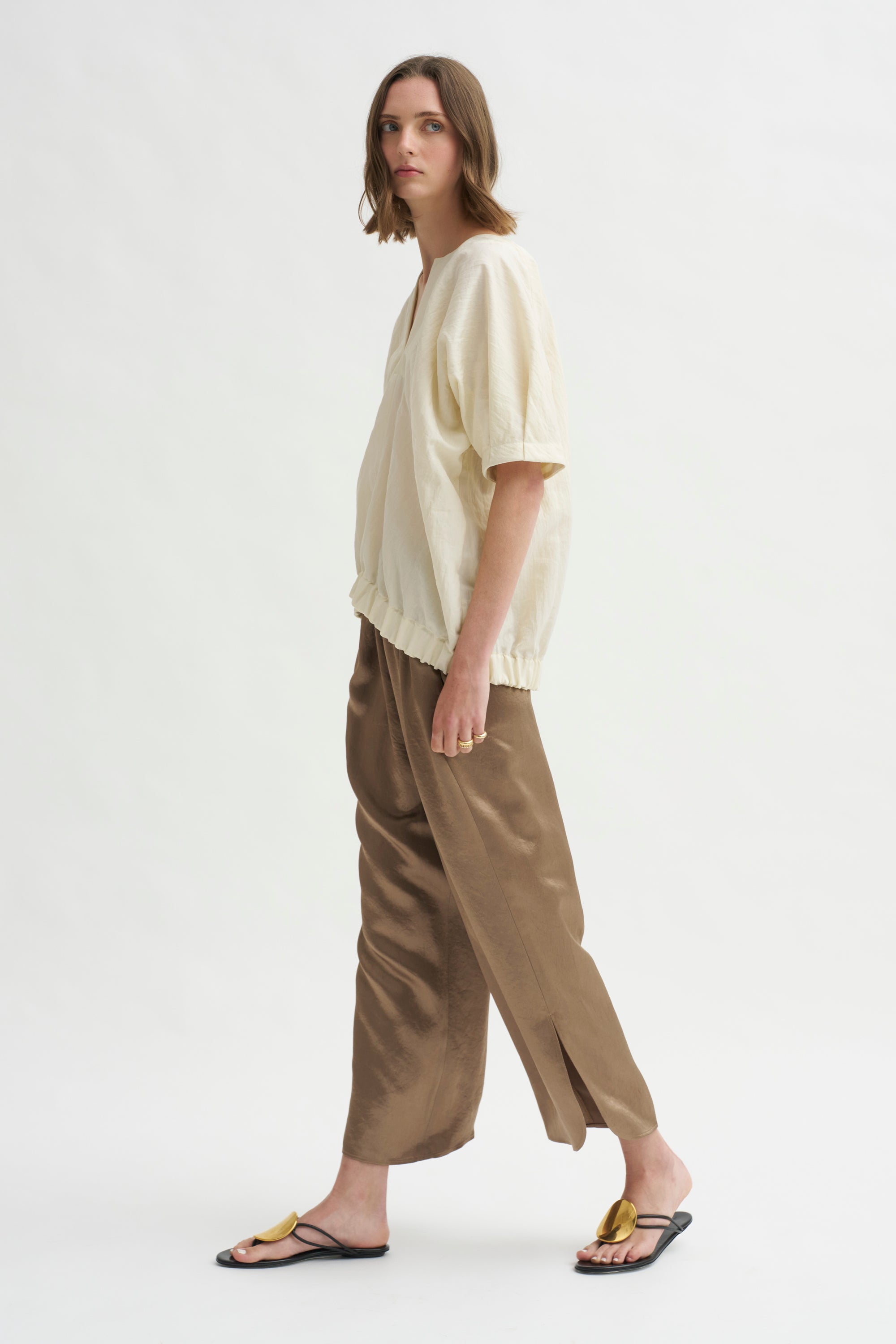 Ruched Front Pant, Bronze