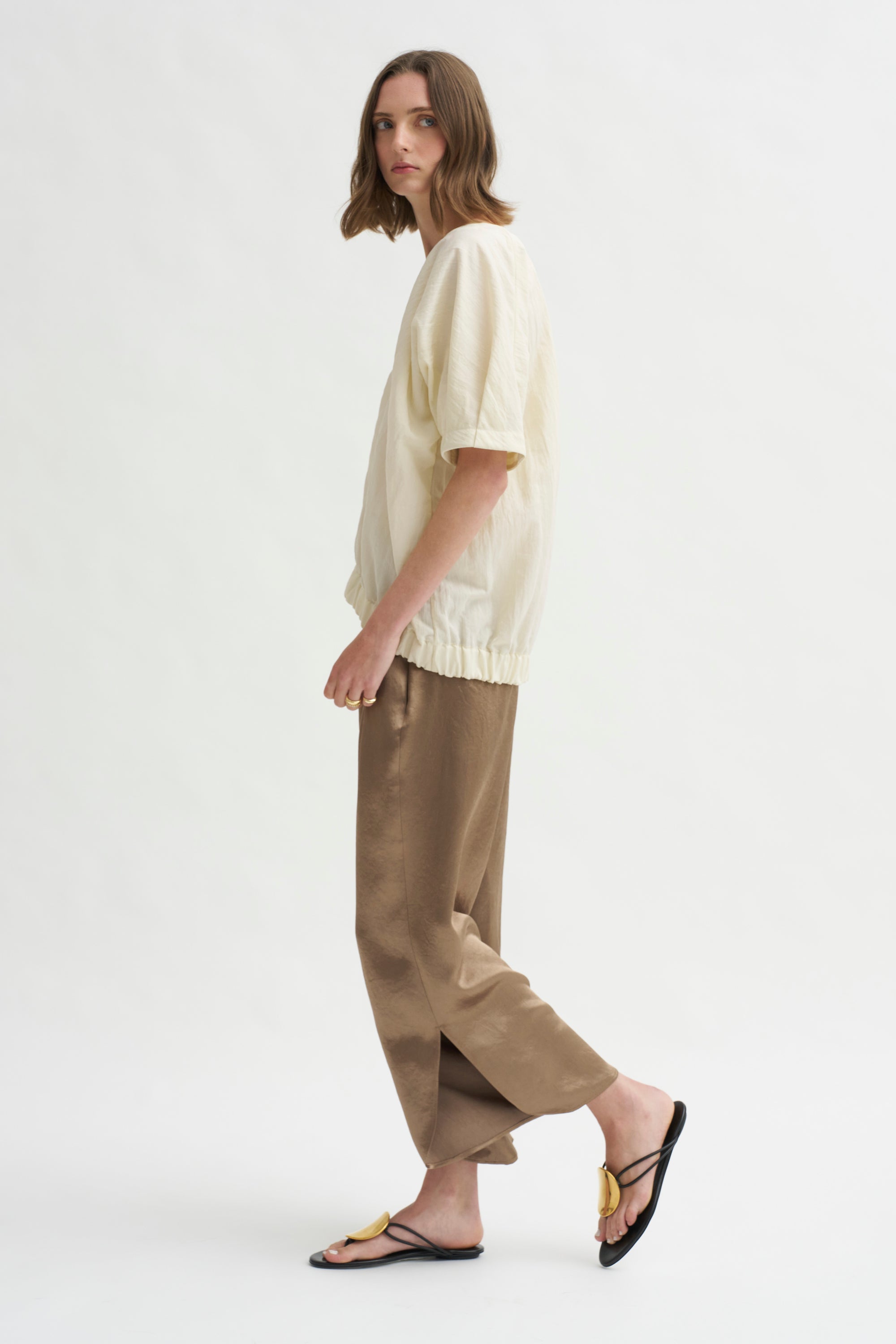 Ruched Front Pant, Bronze