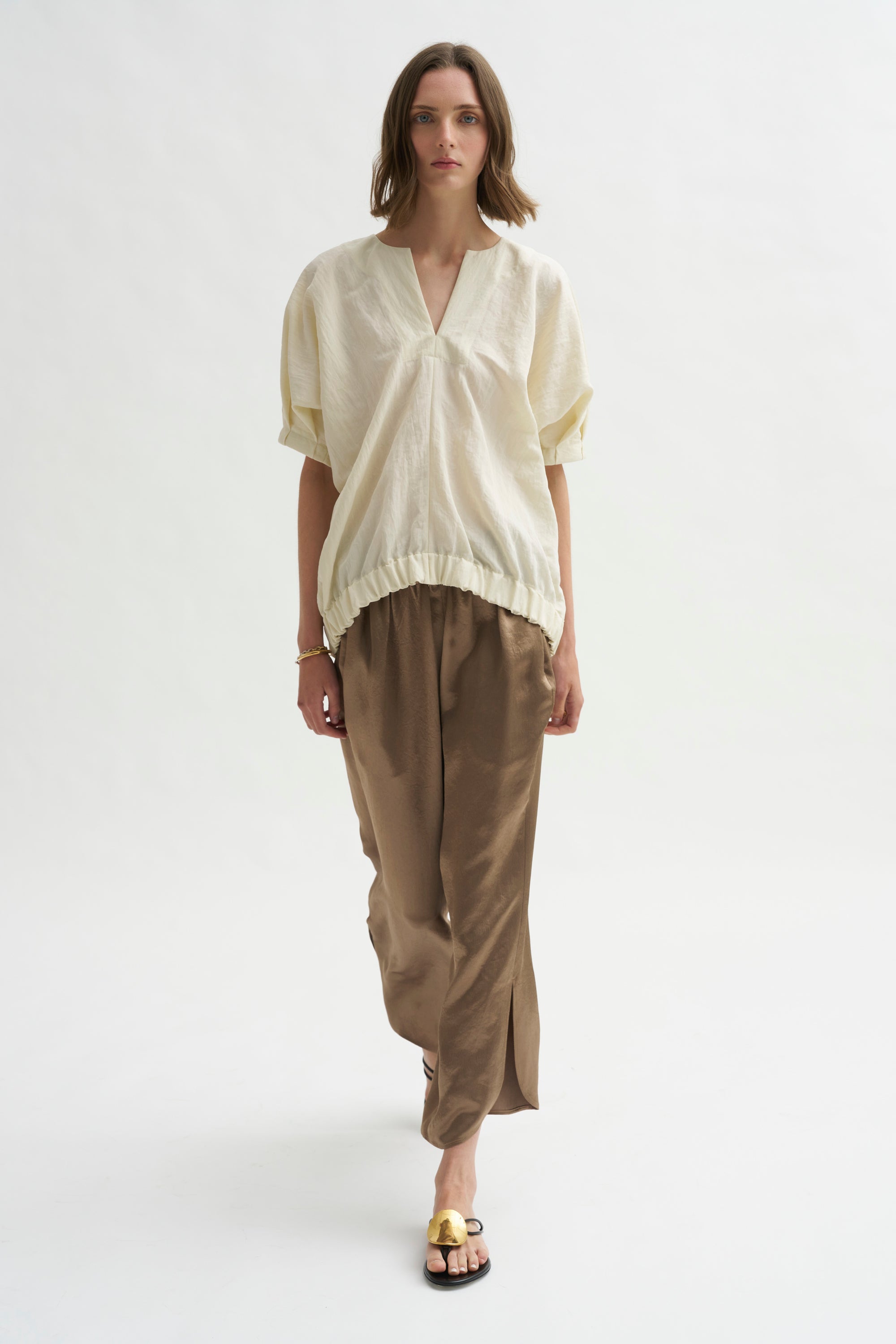 Ruched Front Pant, Bronze