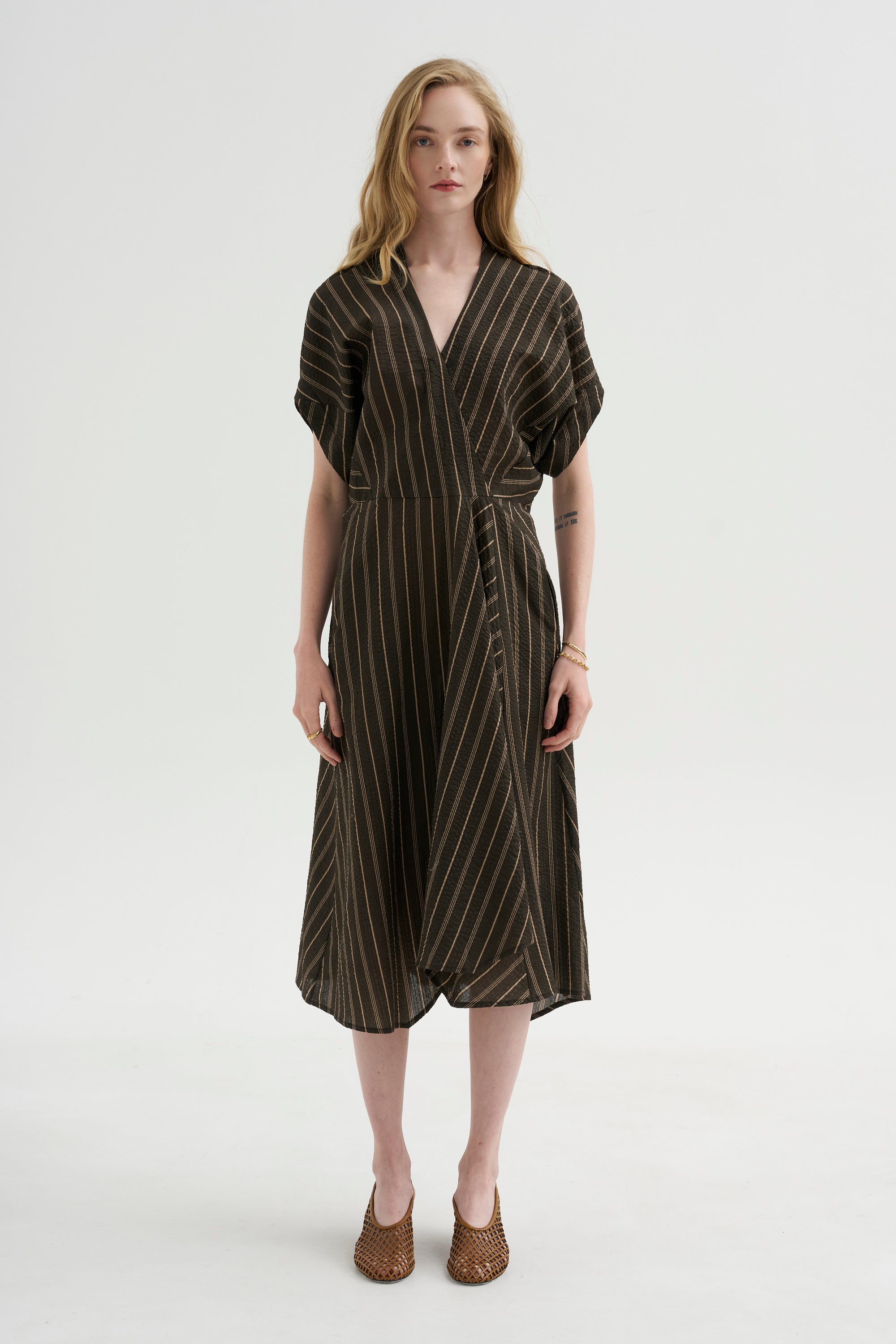 Aki Wave Dress, Brown &amp; Tan