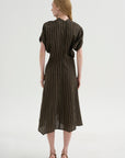 Aki Wave Dress, Brown & Tan