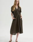 Aki Wave Dress, Brown & Tan