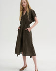 Aki Wave Dress, Brown & Tan