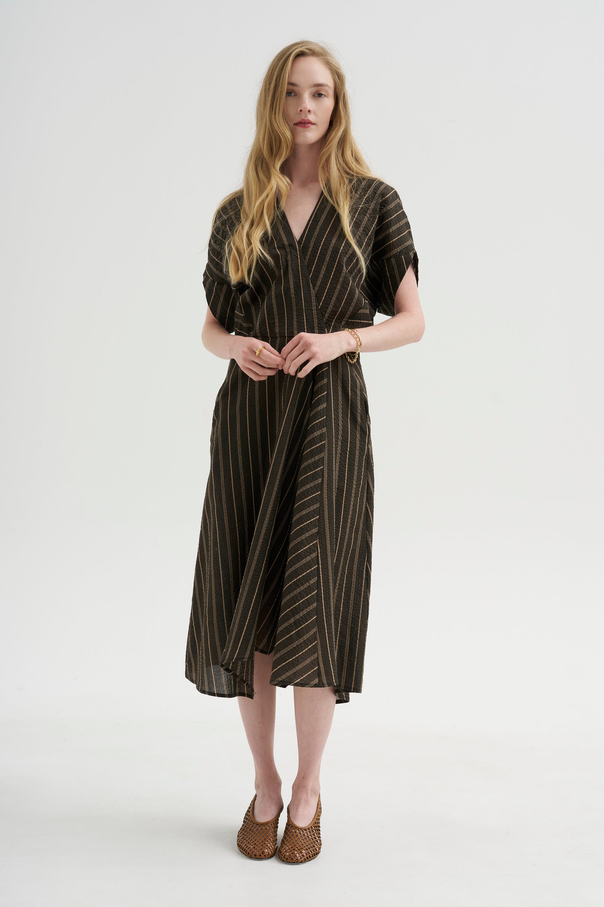Aki Wave Dress, Brown &amp; Tan