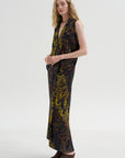 Eve Long Foil Dress, Black Multi
