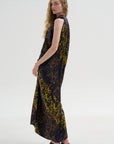Eve Long Foil Dress, Black Multi