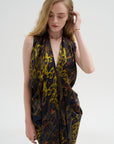Eve Long Foil Dress, Black Multi