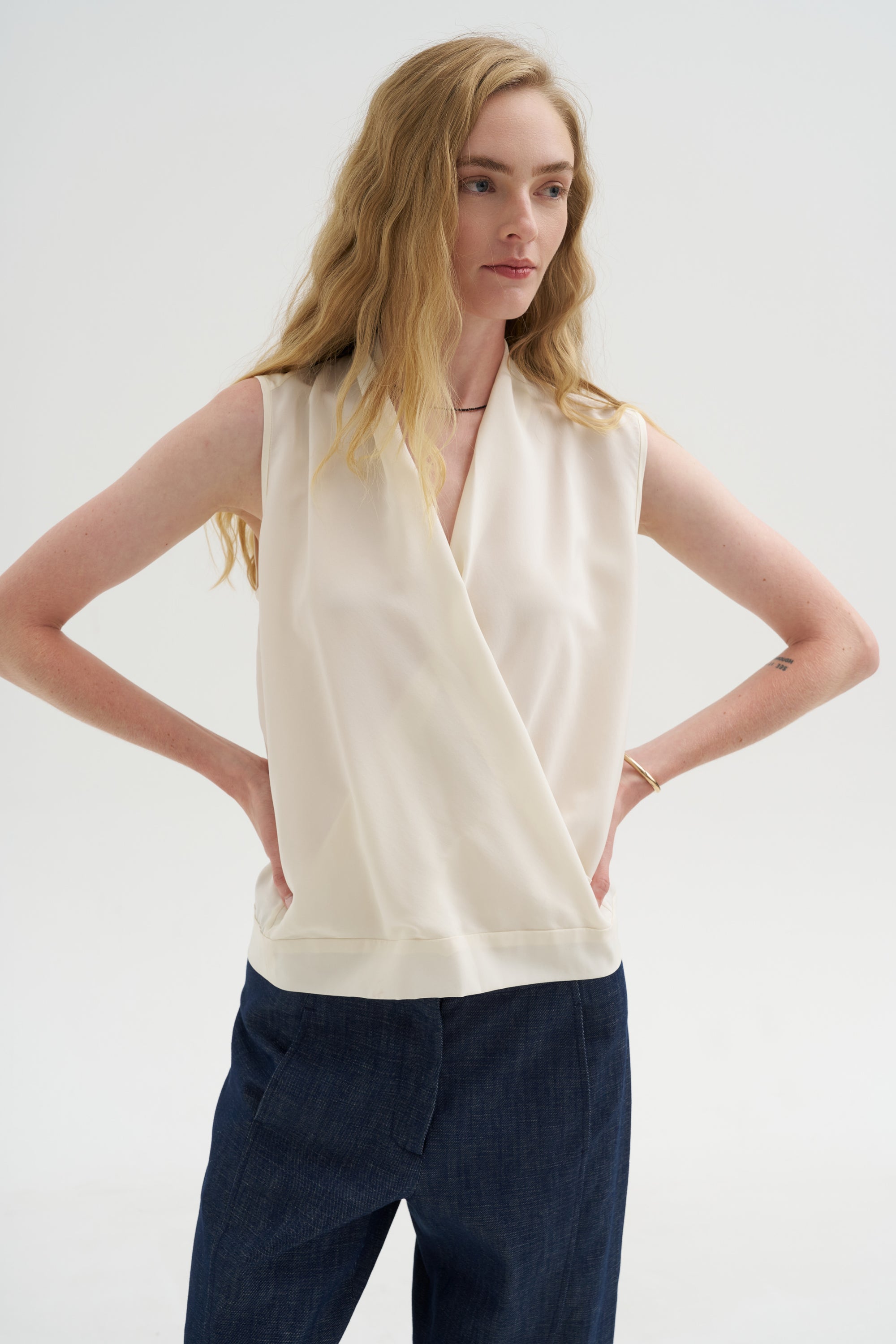 Sleeveless Jazmi Top, White Pepper