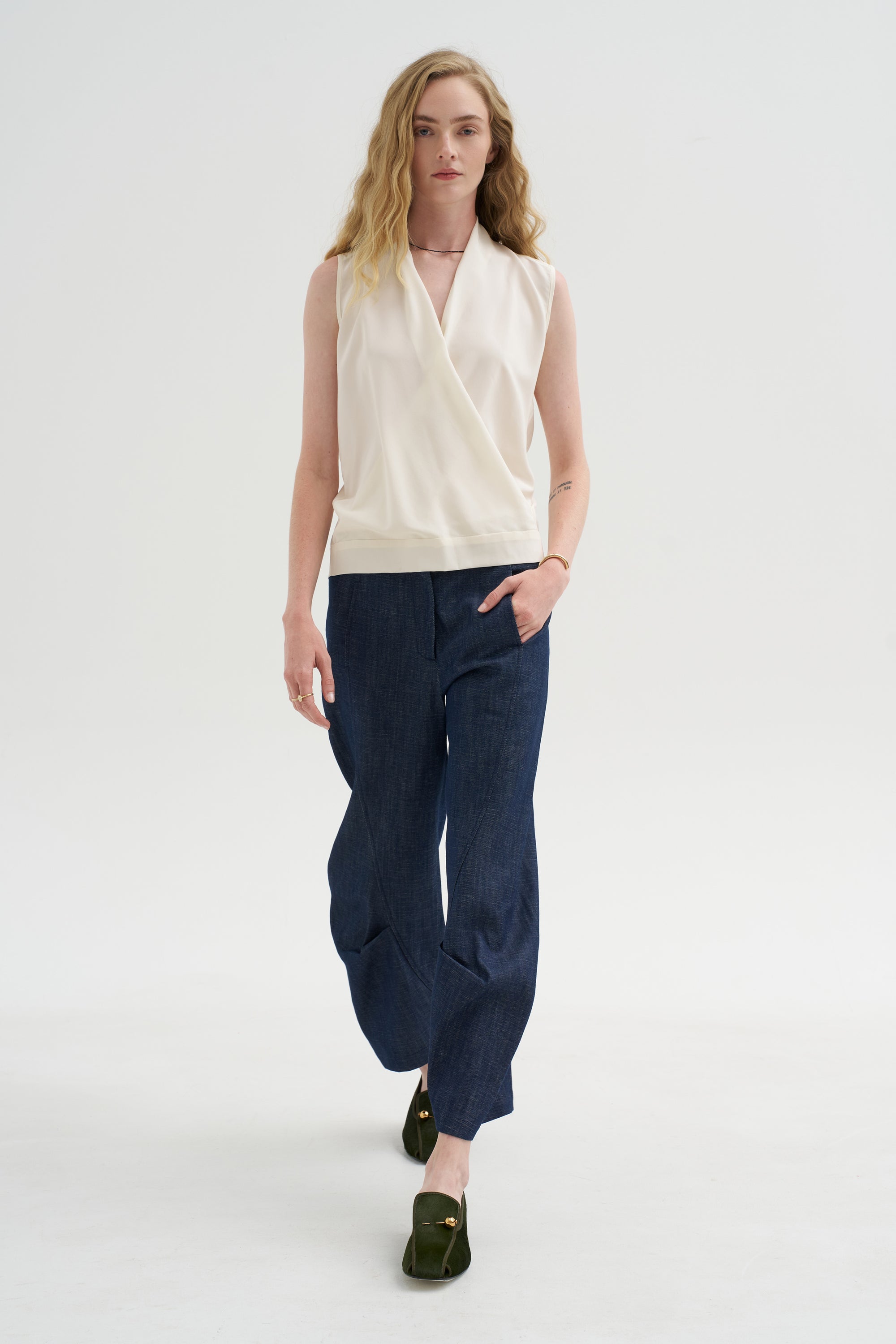 Sleeveless Jazmi Top, White Pepper