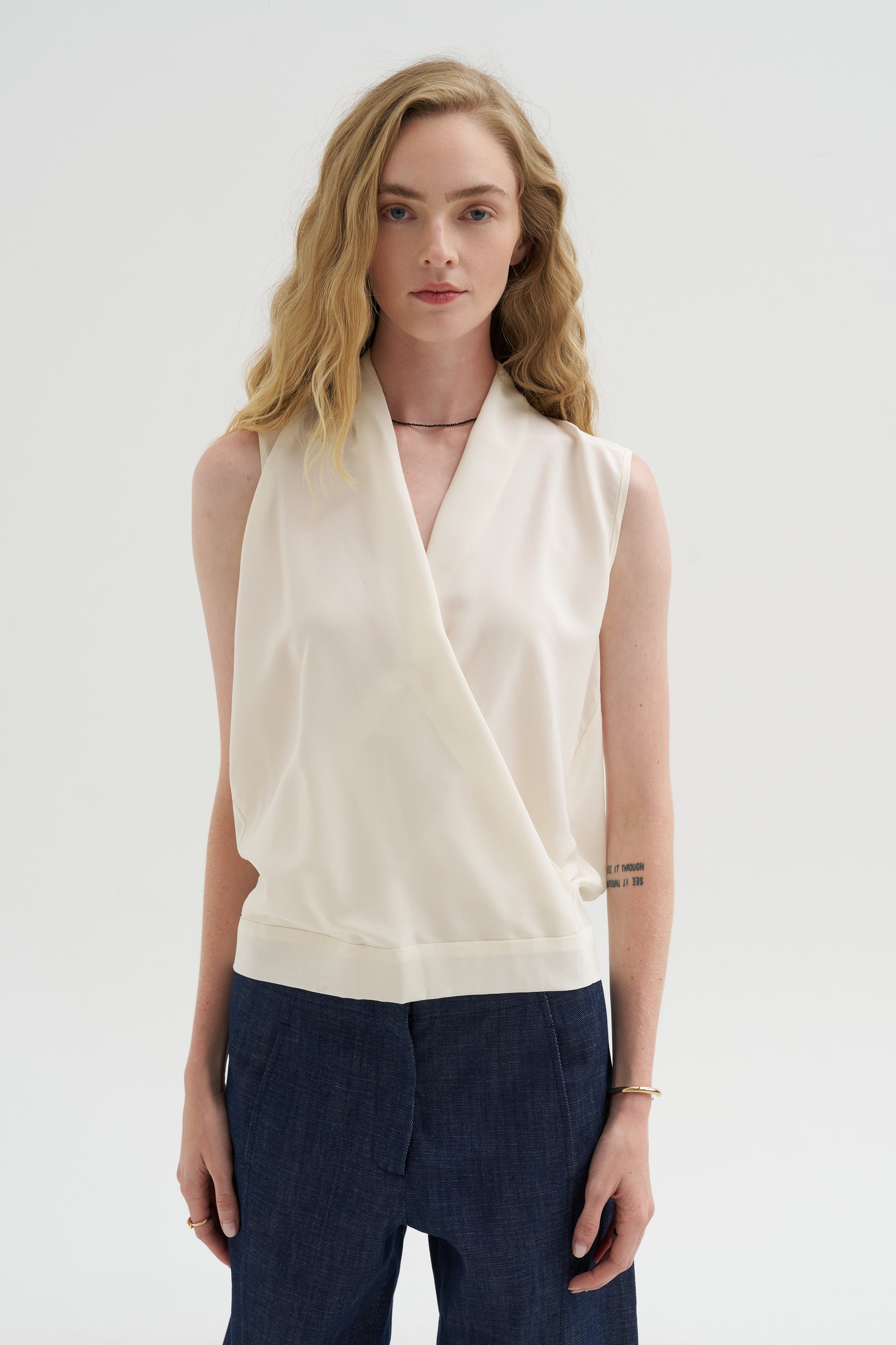 Sleeveless Jazmi Top, White Pepper