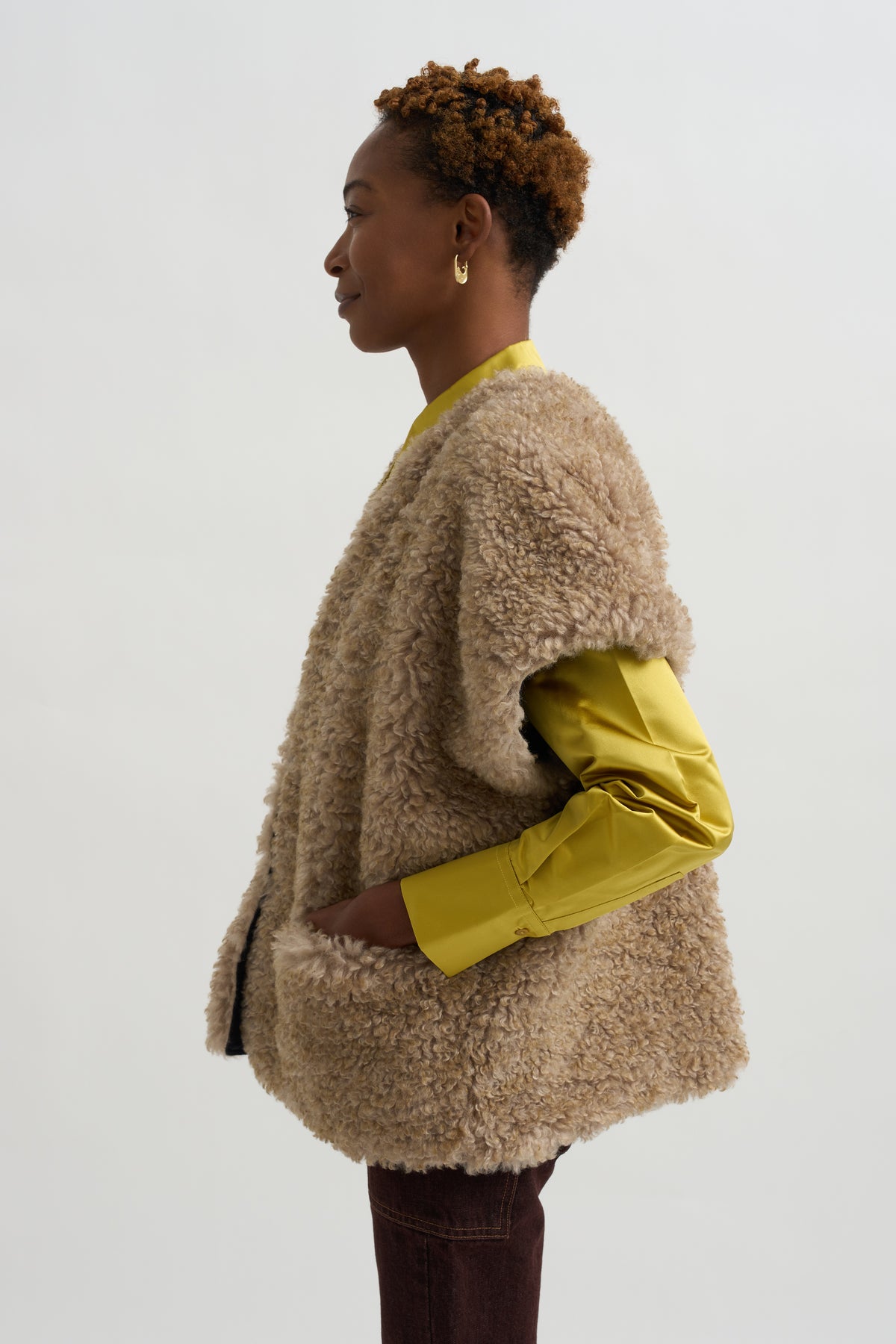 Reversible Saban Waistcoat, Camel &amp; Black
