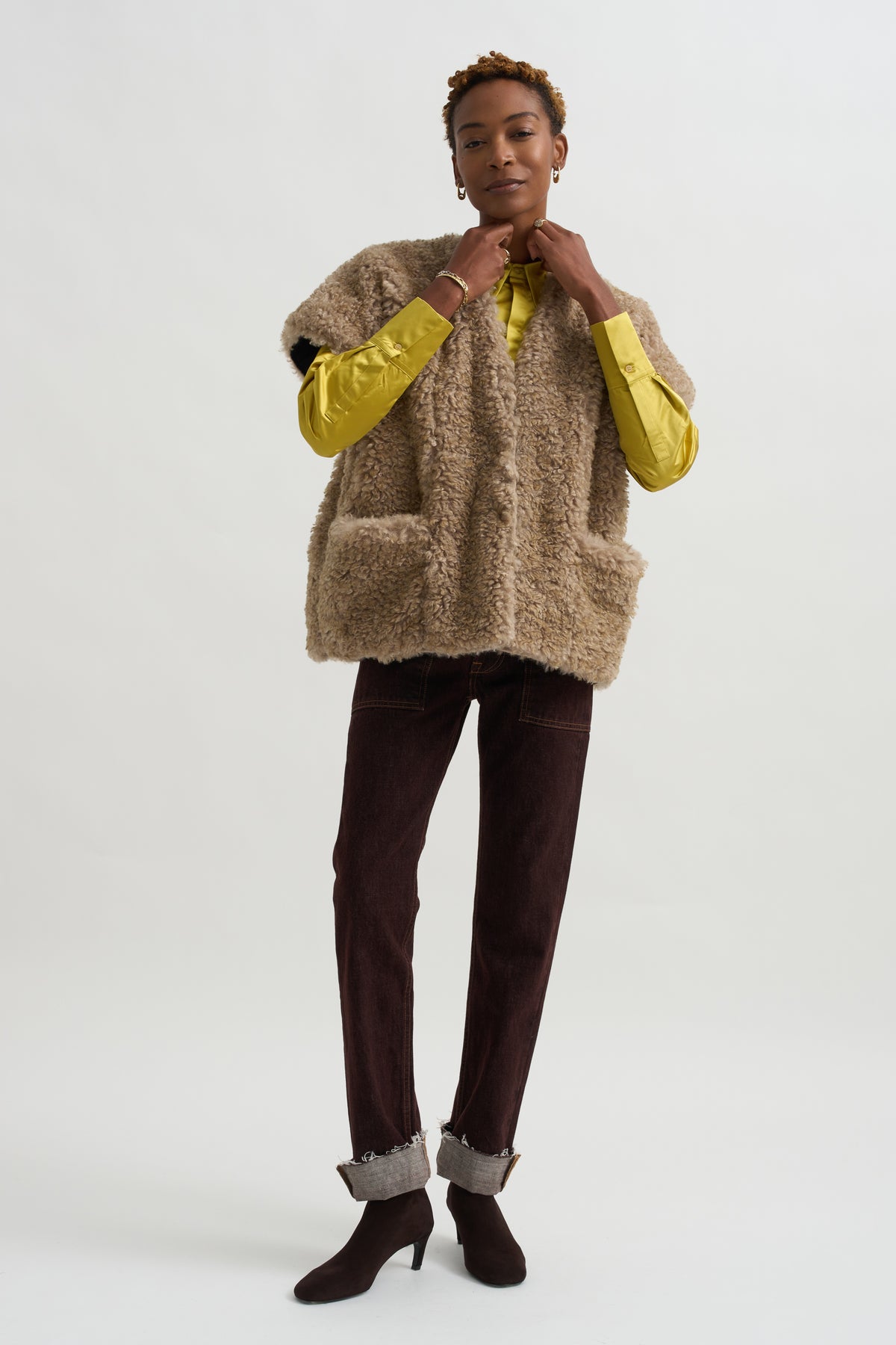 Reversible Saban Waistcoat, Camel &amp; Black