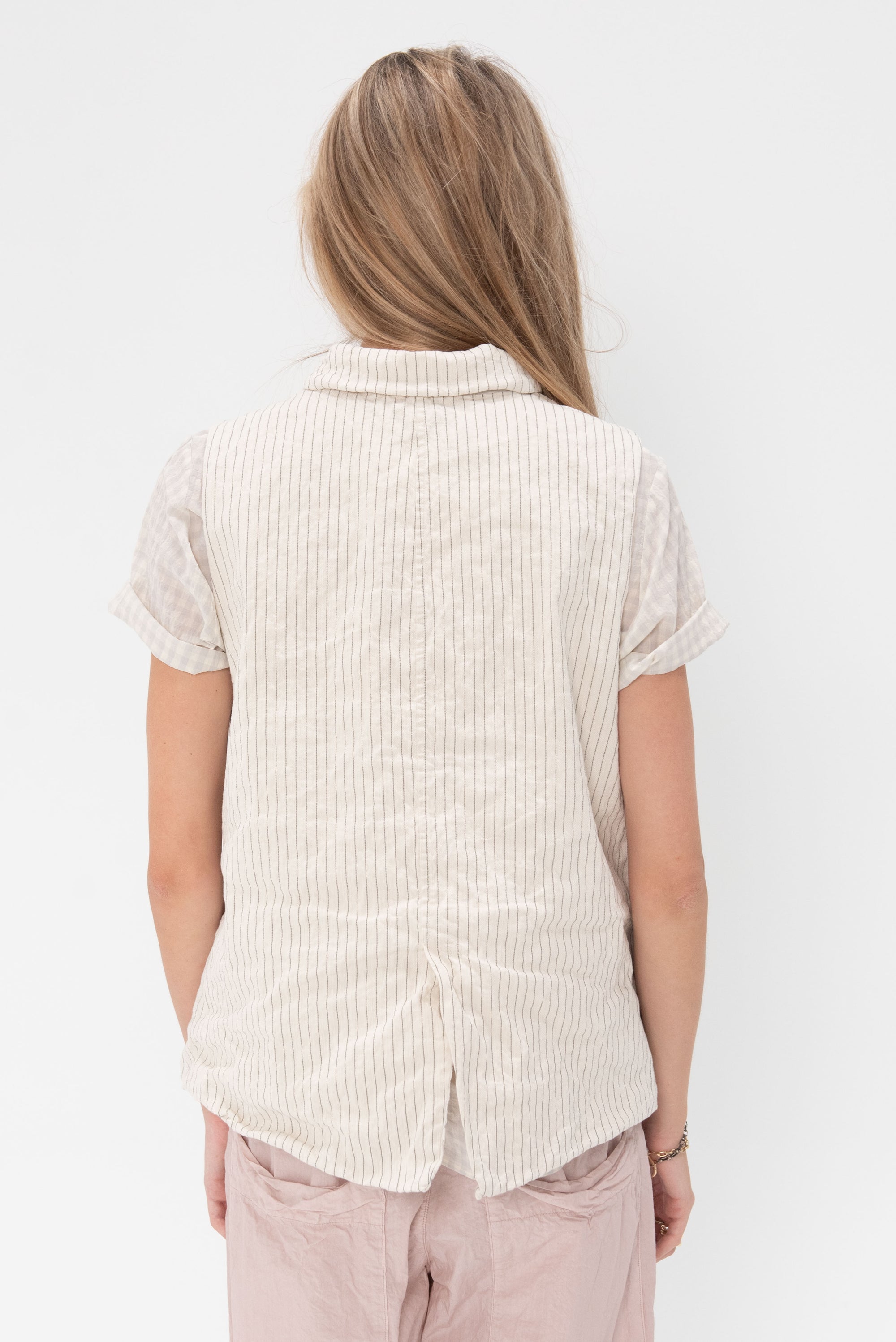 Album di Famiglia - Pinstripe Sleeveless Blazer, Natural