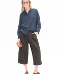 ALBUM DI FAMIGLIA - Silk Short Collar Shirt, Ink