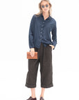 ALBUM DI FAMIGLIA - Silk Short Collar Shirt, Ink